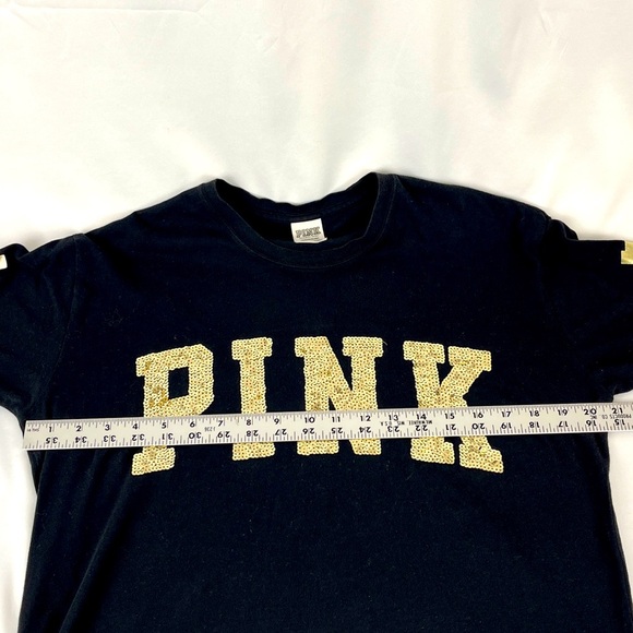 PINK Victoria's Secret VS Bling Sequin Off Black/Dark Gray LS T-Shirt Size S - Picture 8 of 13